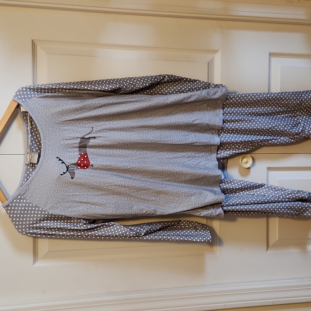 Pajamas Set XL Joggers Dog Gray White Dots